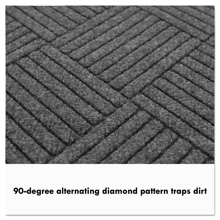 EcoGuard Diamond Floor Mats, Rectangular with Single Fan, Charcoal Gray Carpeted Surface, 96" x 48"