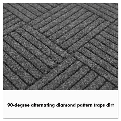 EcoGuard Diamond Floor Mats, Rectangular with Single Fan, Charcoal Gray Carpeted Surface, 96" x 48"