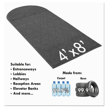 EcoGuard Diamond Floor Mats, Rectangular with Single Fan, Charcoal Gray Carpeted Surface, 96" x 48"