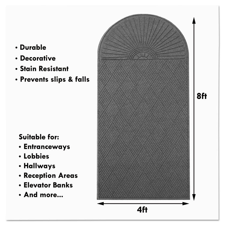 EcoGuard Diamond Floor Mats, Rectangular with Single Fan, Charcoal Gray Carpeted Surface, 96" x 48"