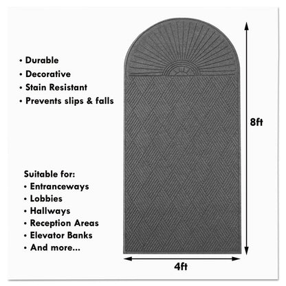 EcoGuard Diamond Floor Mats, Rectangular with Single Fan, Charcoal Gray Carpeted Surface, 96" x 48"