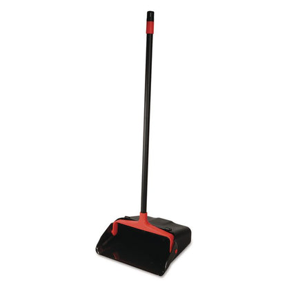 MaxiPlus Lobby Dustpan, 13.5 x 36, 33" Handle, Plastic, Black/Red