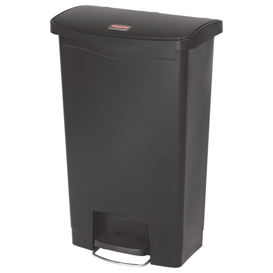 Slim Jim Streamline Resin Step-On Container, Front Step Style, 13 gal, Polyethylene, Black