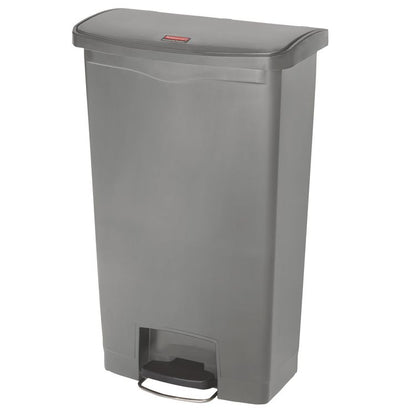 Slim Jim Streamline Resin Step-On Container, Front Step Style, 18 gal, Polyethylene, Gray