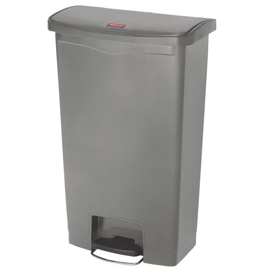Slim Jim Streamline Resin Step-On Container, Front Step Style, 18 gal, Polyethylene, Gray