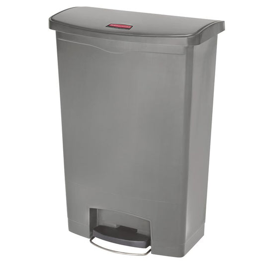 Streamline Resin Step-On Container, Front Step Style, 24 gal, Polyethylene, Gray