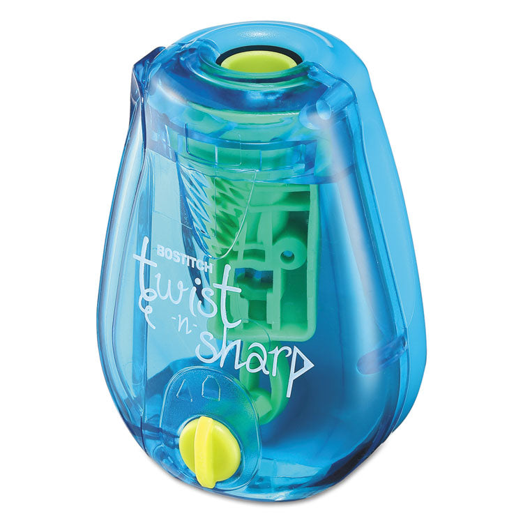 Twist-n-Sharp Pencil Sharpener, One-Hole, 3.5 x 1.25 x 5.5, Randomly Assorted Colors