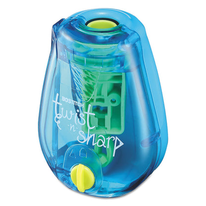 Twist-n-Sharp Pencil Sharpener, One-Hole, 3.5 x 1.25 x 5.5, Randomly Assorted Colors