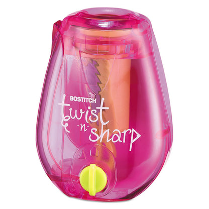 Twist-n-Sharp Pencil Sharpener, One-Hole, 3.5 x 1.25 x 5.5, Randomly Assorted Colors