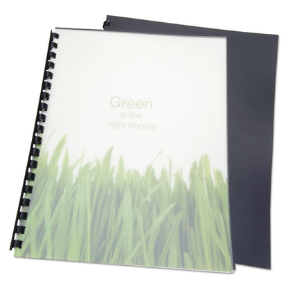 100% Recycled Poly Binding Cover, Plastic, Square Corners, 11 x 8.5, Black, 25/Pack