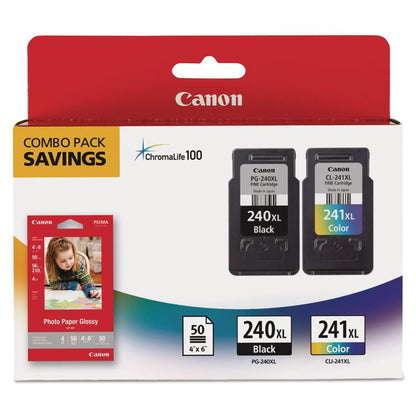 5206B005 (PG-240XL/CL-241XL) High-Yield Ink/Paper Combo, Black/Tri-Color