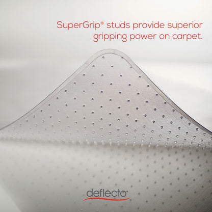 SuperMat Frequent Use Chair Mat for Medium Pile Carpeted Floors, Rectangular with Wide Lip, 45" x 53", Clear, Ships Flat