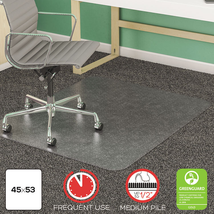 SuperMat Frequent Use Chair Mat for Medium Pile Carpeted Floors, Rectangular, Beveled Edges, 45" x 53", Clear