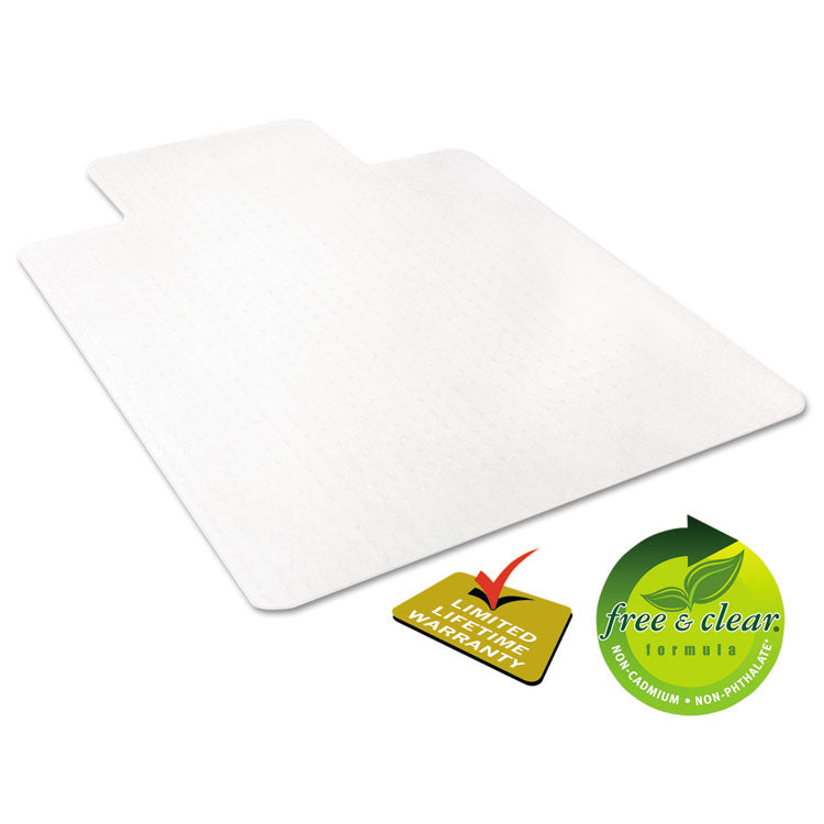 EconoMat Occasional Use Chair Mat for Flat Pile Carpeted Floors, Rectangular with Lip, 36" x 48", Clear, Ships Flat