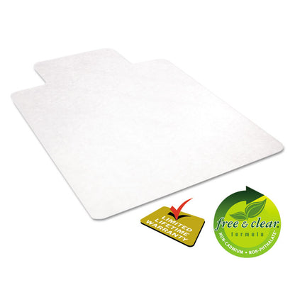 EconoMat Non-Studded All Day Use Chair Mat for Hard Floors, Rectangular with Wide Lip, 45" x 53", Clear, Ships Flat