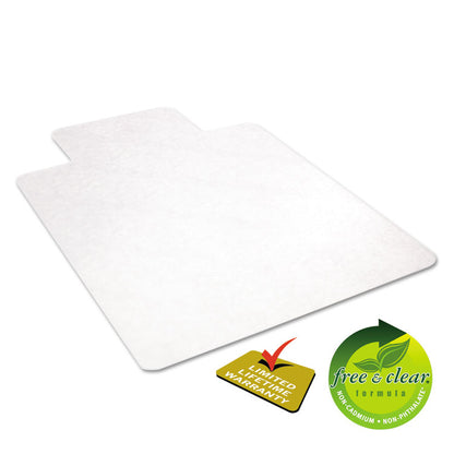 EconoMat Non-Studded All Day Use Chair Mat for Hard Floors, Rectangular with Lip, 36" x 48", Clear, Ships Flat