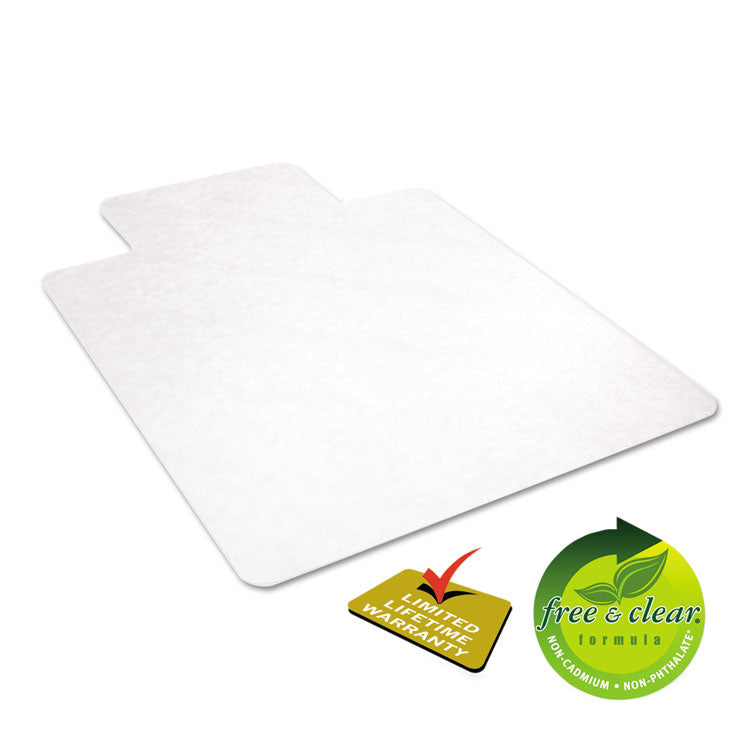 EconoMat Non-Studded All Day Use Chair Mat for Hard Floors, Rectangular with Lip, 36" x 48", Clear, Ships Flat