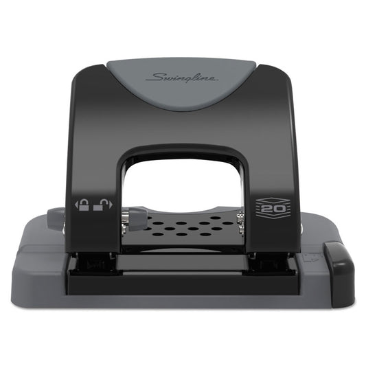 20-Sheet SmartTouch Two-Hole Punch, 9/32" Holes, Black/Gray