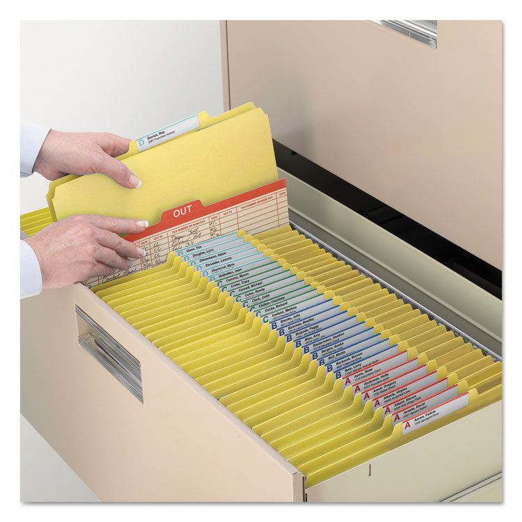 Pressboard Top Tab Classification Folders, Expands 2", 1 Divider, 4 SafeSHIELD Fasteners, Legal Size, Yellow, 10/Box