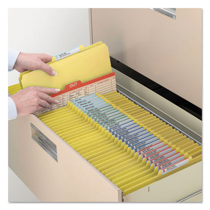 Pressboard Top Tab Classification Folders, Expands 2", 1 Divider, 4 SafeSHIELD Fasteners, Legal Size, Yellow, 10/Box