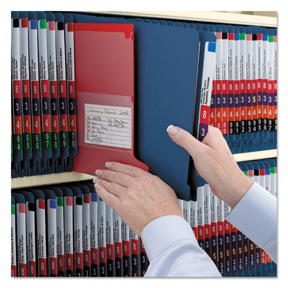 End Tab Pressboard Classification Folders, Expands 2", 2 Dividers, 6 SafeSHIELD Fasteners, Legal Size, Dark Blue, 10/Box