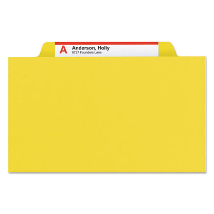 Pressboard Top Tab Classification Folders, Expands 2", 1 Divider, 4 SafeSHIELD Fasteners, Legal Size, Yellow, 10/Box