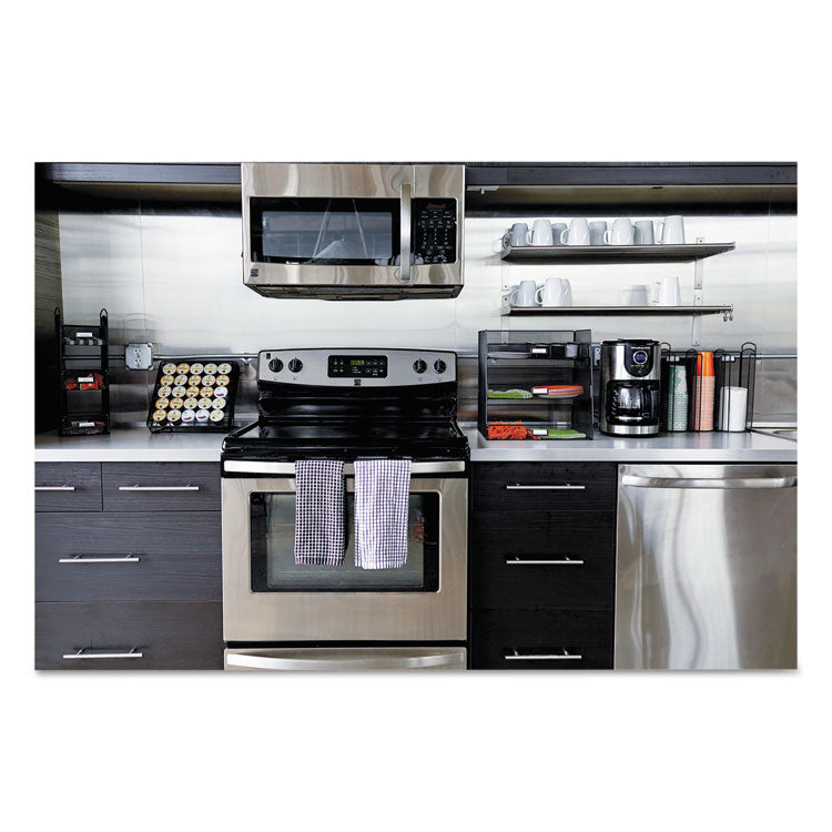 Onyx Breakroom Organizers, 3 Compartments, 6 x 6 x 18, Steel Mesh, Black