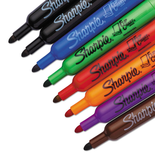 Flip Chart Marker, Broad Bullet Tip, Assorted Colors, 8/Set