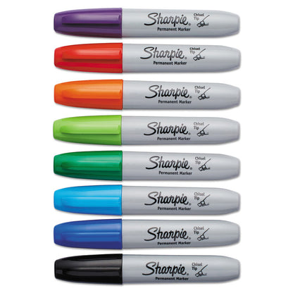 Chisel Tip Permanent Marker, Medium Chisel Tip, Assorted Colors, 8/Set