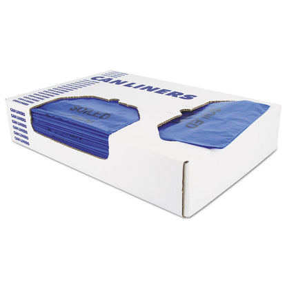 High-Density Waste Can Liners, 23 gal, 14 mic, 30" x 43", Blue, 25 Bags/Roll, 10 Rolls/Carton
