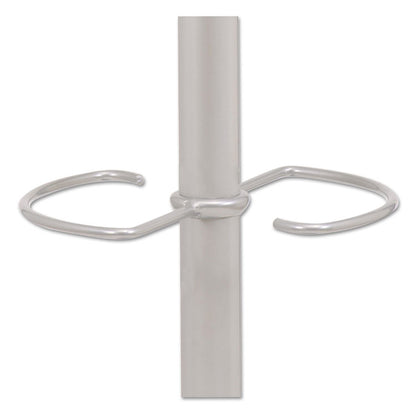 Wavy Coat Tree, Six Hangers/Two Knobs/Four Hooks, 18.88w x 14d x 68.5h, Silver/Wood