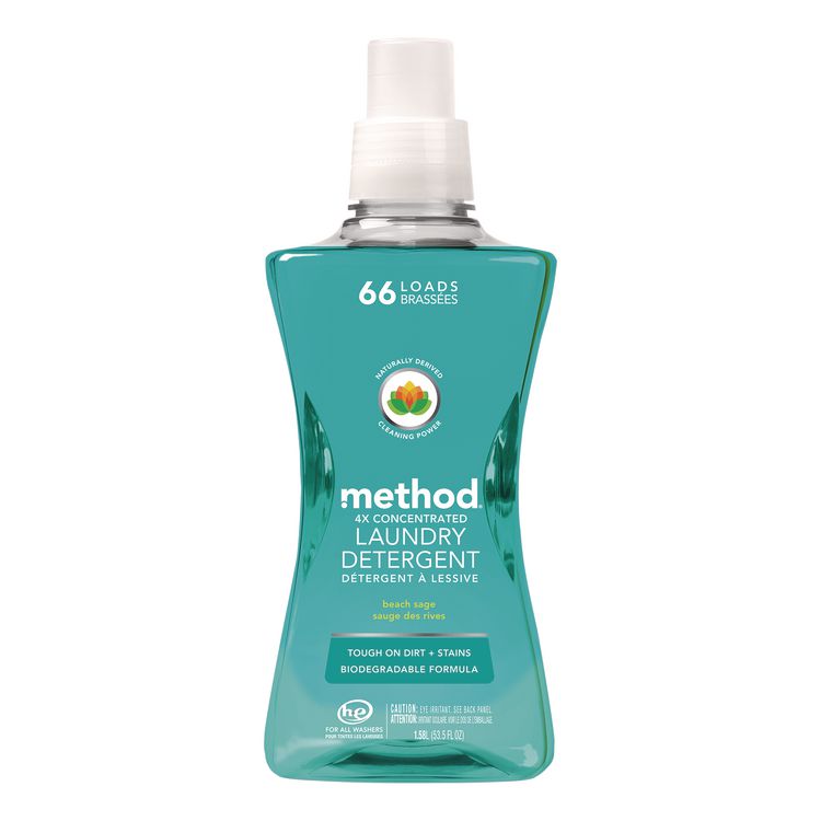 4X Concentrated Laundry Detergent, Beach Sage Scent, 53.5 oz Bottle, 4/Carton