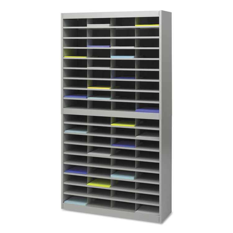 Steel/Fiberboard E-Z Stor Sorter, 72 Compartments, 37.5 x 12.75 x 71, Gray