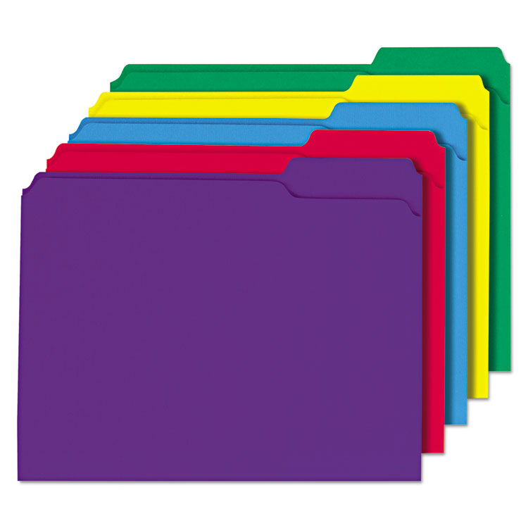 Reinforced Top-Tab File Folders, 1/3-Cut Tabs: Assorted, Letter Size, 1" Expansion, Assorted Colors, 100/Box