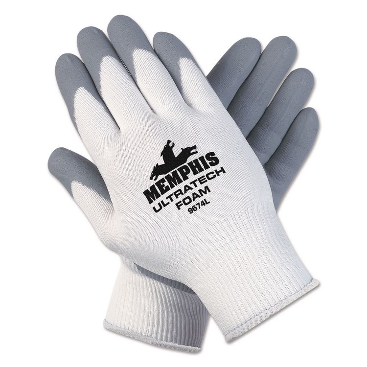 Ultra Tech Foam Nitrile Gloves, EN388: 3121, X-Large, Gray/White, 12 Pairs