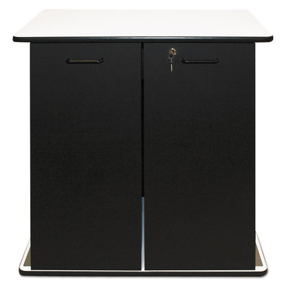 Refreshment Stand, Engineered Wood, 9 Shelves, 29.5" x 21" x 33", White/Black