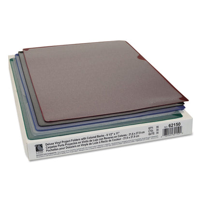 Deluxe Vinyl Project Folders, Letter Size, Assorted Colors, 35/Box