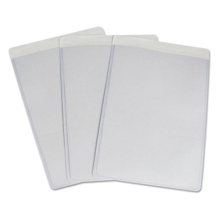 Self-Adhesive Poly Shop Ticket Holders, Super Heavy-Duty, Top Load 5 x 8 Insert, Clear Front, 50/Box