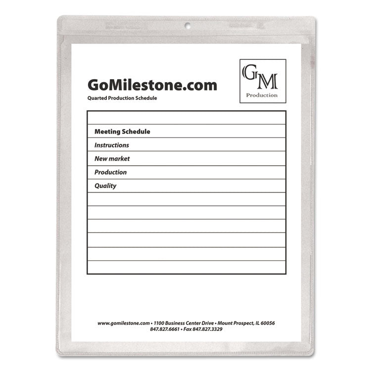 Clear Vinyl Shop Ticket Holders, Super Heavy-Duty, Top Load 8.5 x 11 Insert, Clear Front, 50/Box