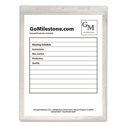Clear Vinyl Shop Ticket Holders, Super Heavy-Duty, Top Load 8.5 x 11 Insert, Clear Front, 50/Box
