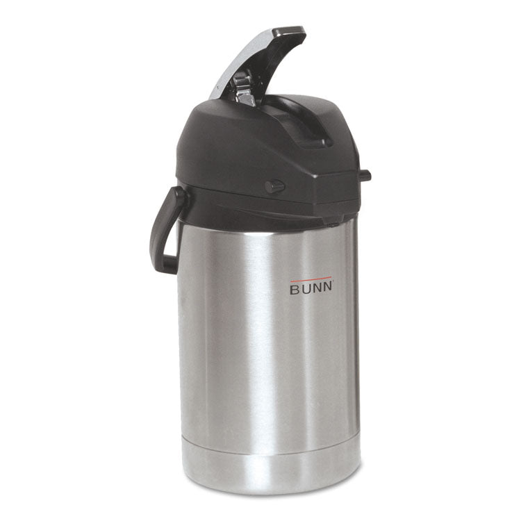 Lever Action Airpot, 84 oz, Stainless Steel/Black