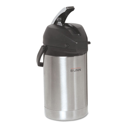 Lever Action Airpot, 84 oz, Stainless Steel/Black