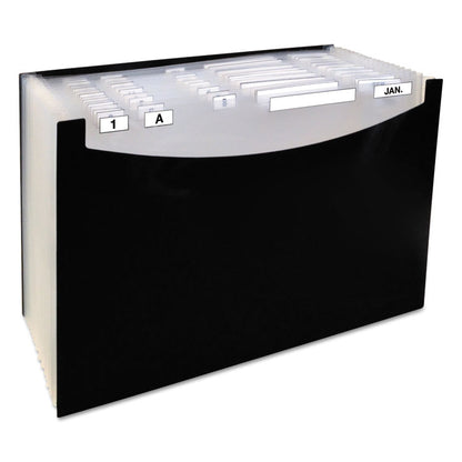 21-Pocket Stand-Up Design Expanding File, 12" Expansion, 21 Sections, 1/5-Cut Tabs, Legal Size, Black