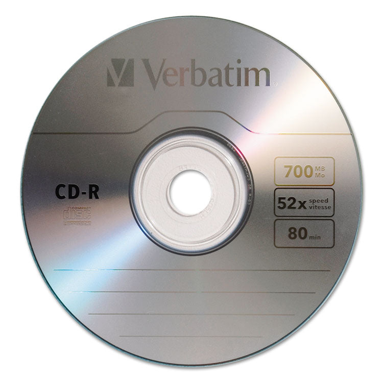 CD-R Recordable Disc, 700 MB/80min, 52x, Spindle, Silver, 50/Pack