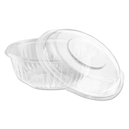 PresentaBowls Bowl/Lid Combo-Paks, 32 oz, 7.25" Diameter x 2.88" h, Clear, Plastic, 63/Pack, 2 Pack/Carton