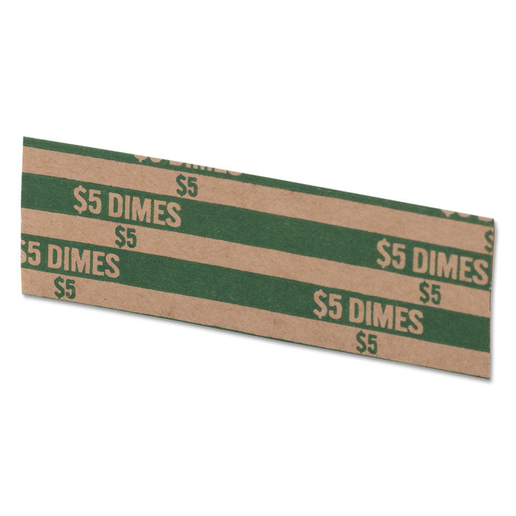 Flat Coin Wrappers, Dimes, Green/Kraft, 1,000/Box