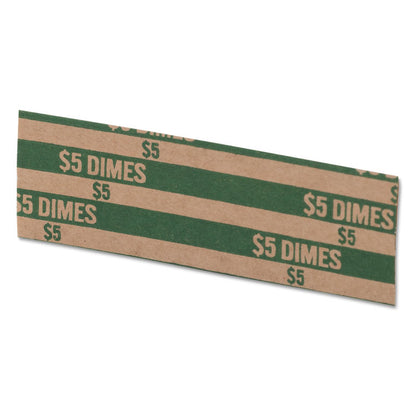 Flat Coin Wrappers, Dimes, Green/Kraft, 1,000/Box
