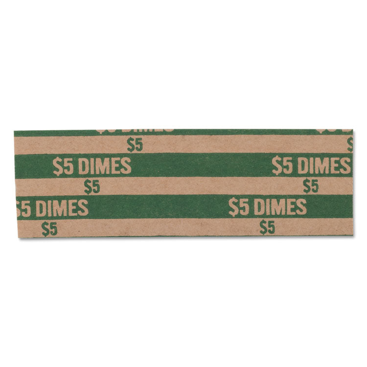 Flat Coin Wrappers, Dimes, Green/Kraft, 1,000/Box
