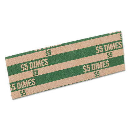 Flat Coin Wrappers, Dimes, Green/Kraft, 1,000/Box