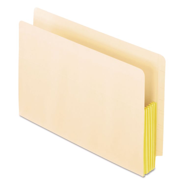 Manila Drop Front Shelf File Pockets with Rip-Proof-Tape Gusset Top, 5.25" Expansion, Legal Size, Manila, 10/Box